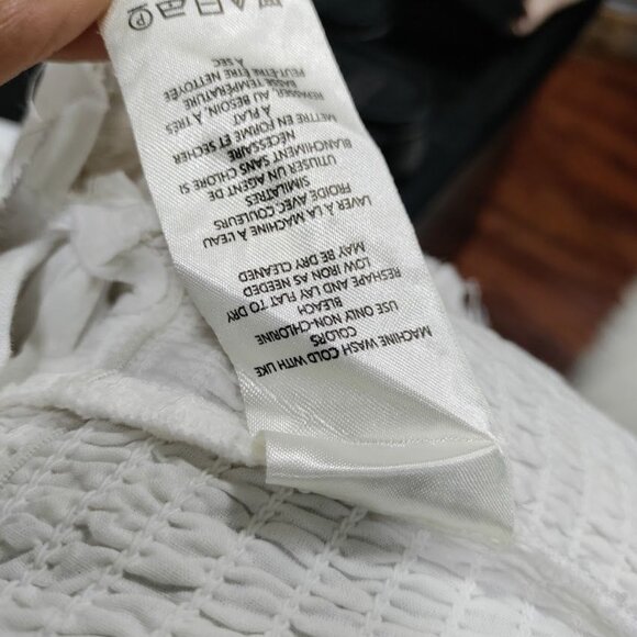 by Anthropologie Strapless Womens Large Smocked Peplum Asymmetric Hem Top White - Picture 7 of 11